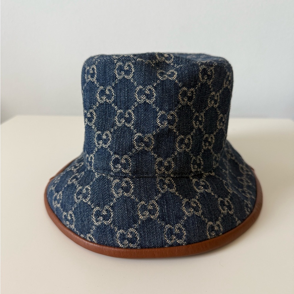 Gucci Denim Blue Monogram Hat